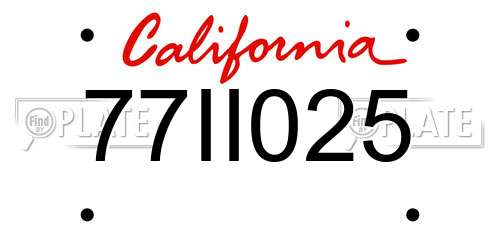 77II025 California License Plate