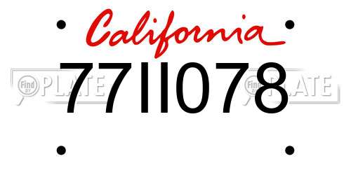 77II078 California License Plate