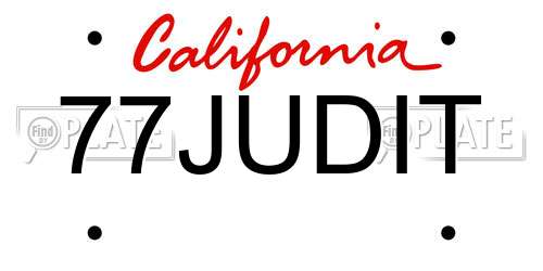 77JUDIT California License Plate