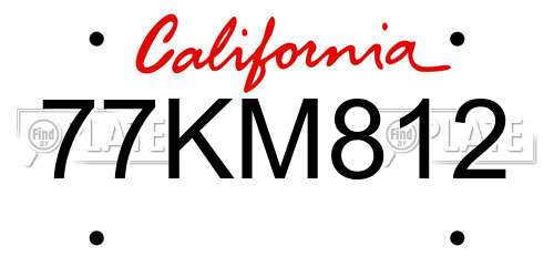 77KM812 California License Plate
