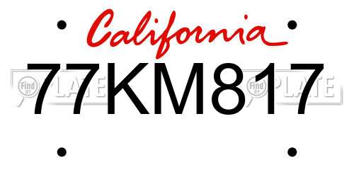 77KM817 California License Plate