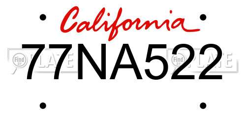 77NA522 California License Plate