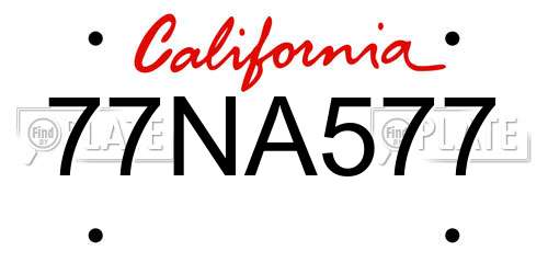 77NA577 California License Plate