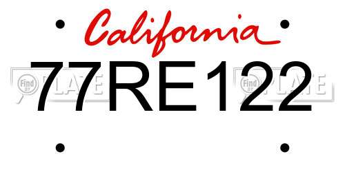 77RE122 California License Plate