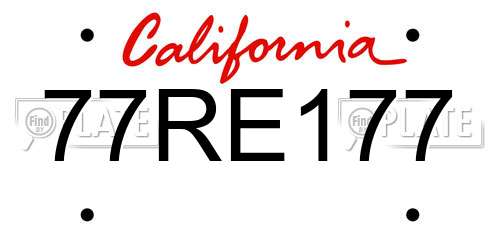 77RE177 California License Plate