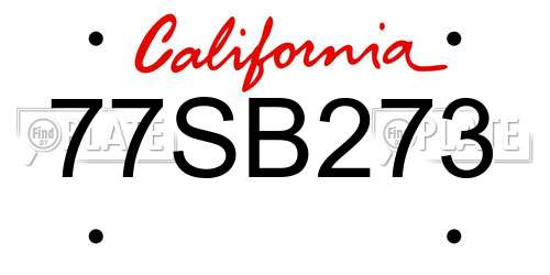 77SB273 California License Plate