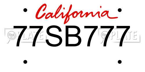 77SB777 California License Plate