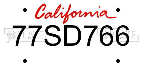 77SD766 California License Plate