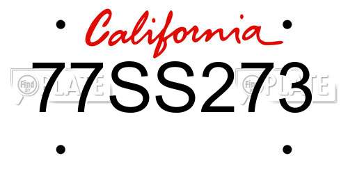 77SS273 California License Plate