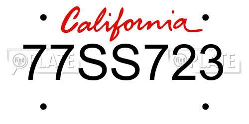 77SS723 California License Plate