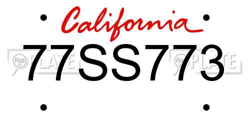 77SS773 California License Plate