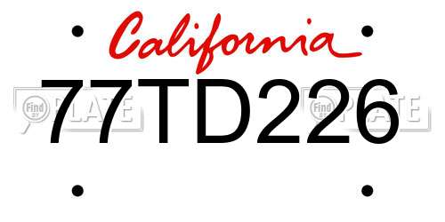 77TD226 California License Plate