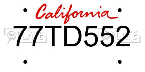 77TD552 California License Plate
