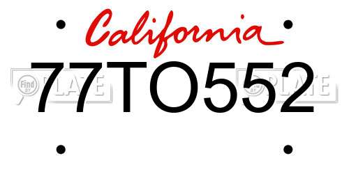 77TO552 California License Plate