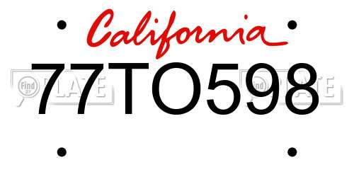 77TO598 California License Plate