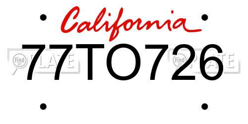 77TO726 California License Plate