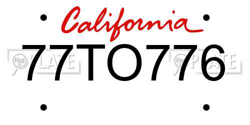 77TO776 California License Plate