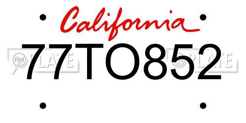 77TO852 California License Plate