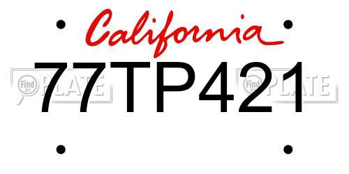 77TP421 California License Plate