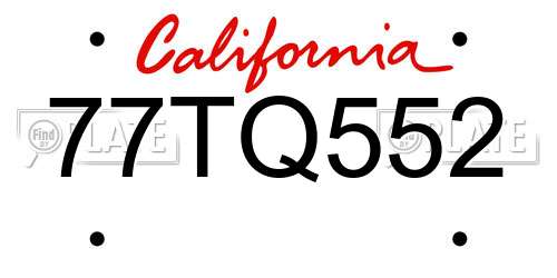 77TQ552 California License Plate