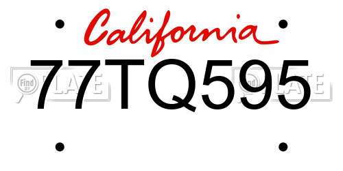 77TQ595 California License Plate