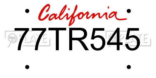 77TR545 California License Plate