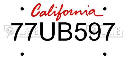 77UB597 California License Plate