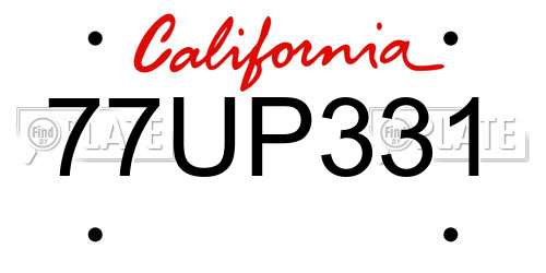 77UP331 California License Plate
