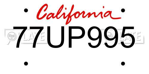 77UP995 California License Plate