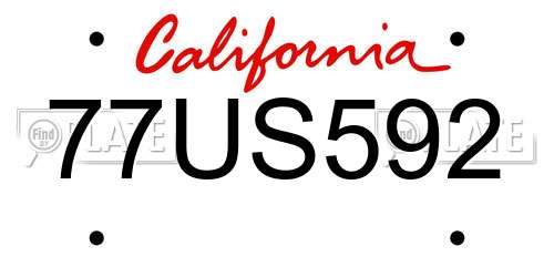 77US592 California License Plate