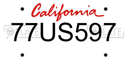 77US597 California License Plate