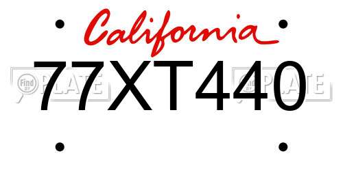 77XT440 California License Plate