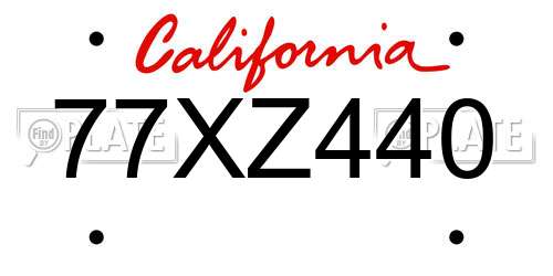 77XZ440 California License Plate