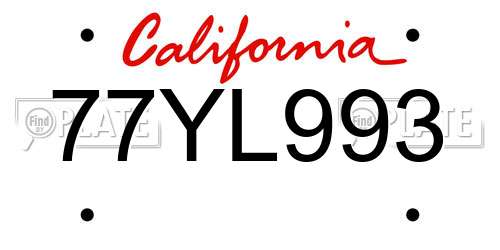 77YL993 California License Plate