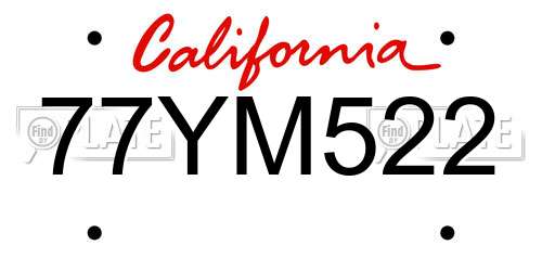 77YM522 California License Plate
