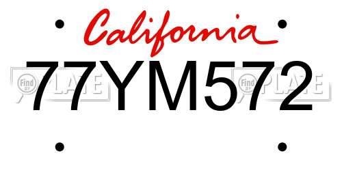 77YM572 California License Plate