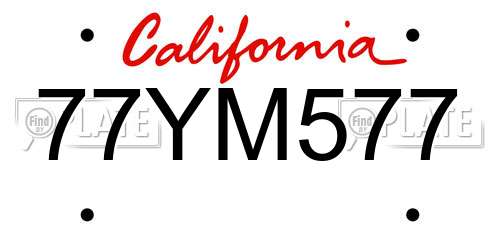 77YM577 California License Plate
