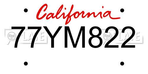 77YM822 California License Plate