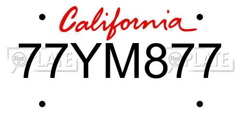 77YM877 California License Plate