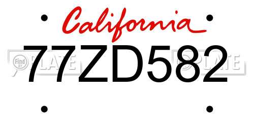 77ZD582 California License Plate