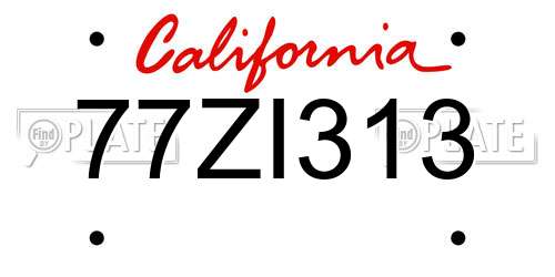 77ZI313 California License Plate