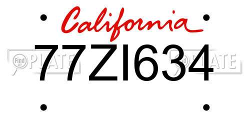 77ZI634 California License Plate
