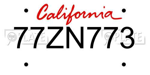 77ZN773 California License Plate