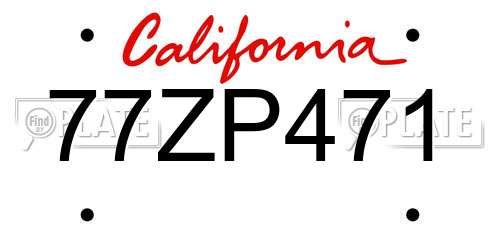 77ZP471 California License Plate