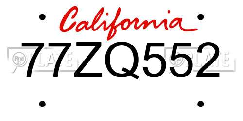 77ZQ552 California License Plate