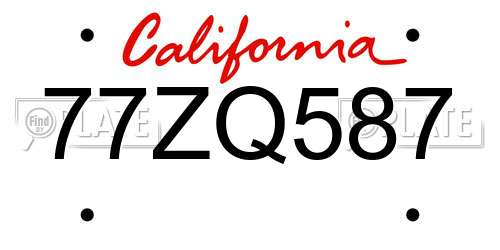 77ZQ587 California License Plate