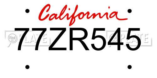 77ZR545 California License Plate