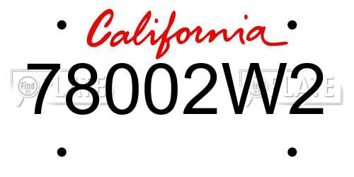 78002W2 California License Plate