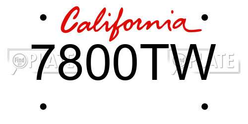 7800TW California License Plate