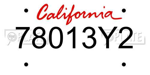 78013Y2 California License Plate